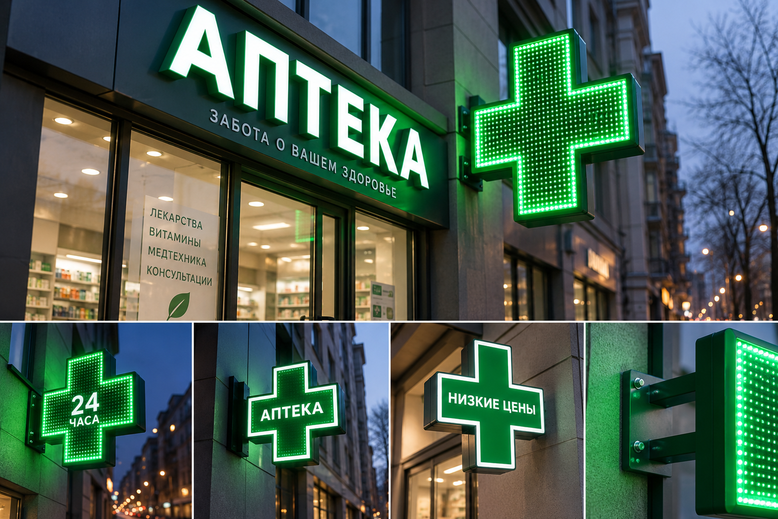 Коллаж аптечных крестов
